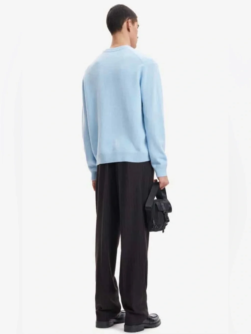 Samsøe Samsøe Viktor Crew Neck Sweater Men’s M 100% Wool Chambray Blue